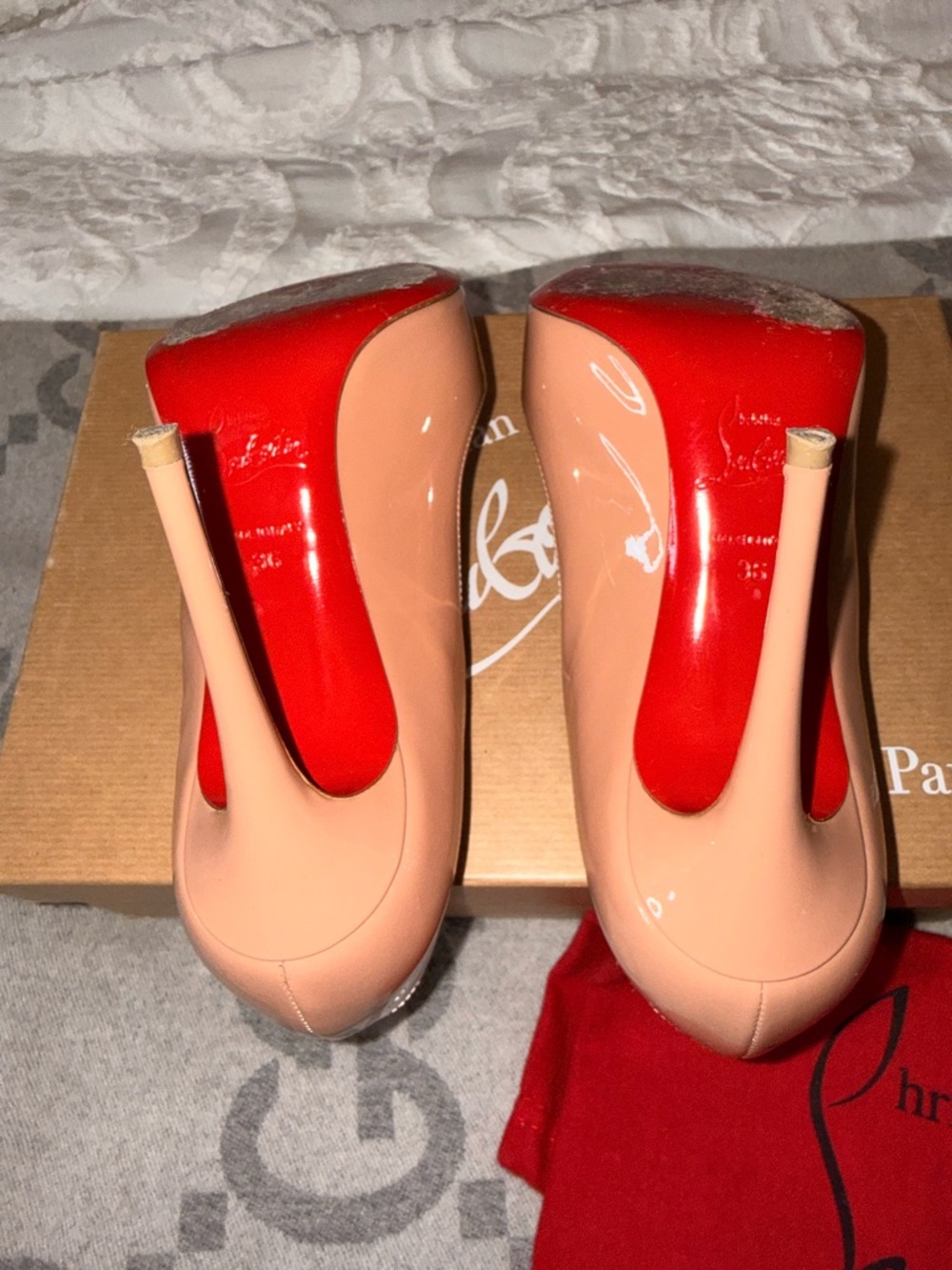 Christian Louboutin Nude Patent Pigalle Stiletto Pumps, 100mm, 36 - Picture 5 of 13
